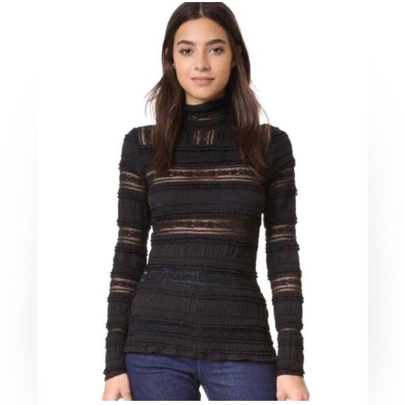 Cinq À Sept Antonia black Lace long sleeve turtleneck dark romance, size S - Picture 8 of 8